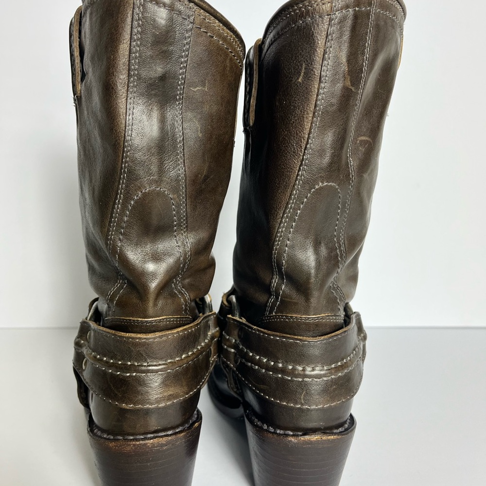 Frye Dark Brown Leather Harness Mid-Calf Boots - Picture 4 of 12